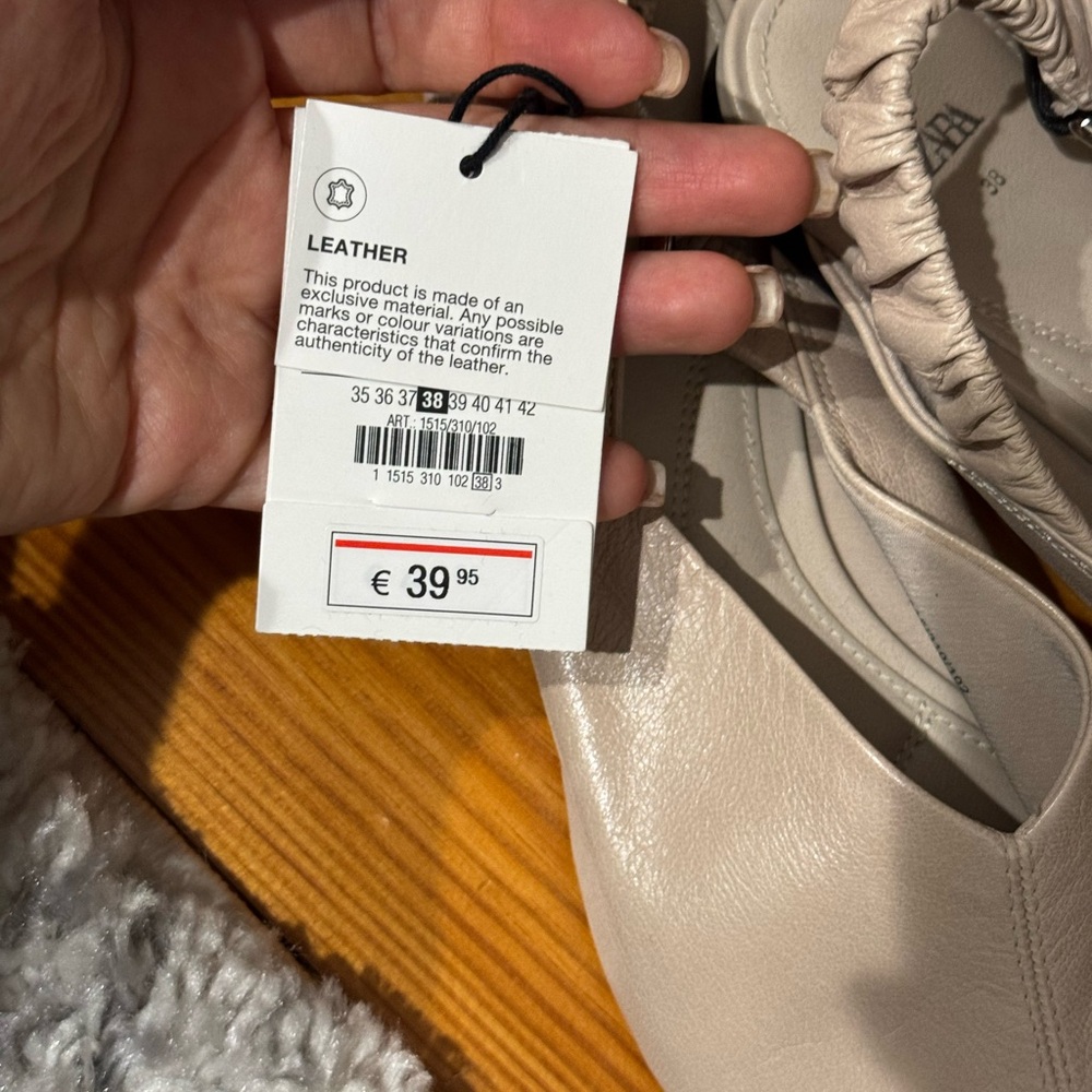 Elegant Cream Leather Women's Shoes zara pointy Z1W